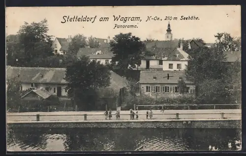 AK Stetteldorf am Wagram, Panorama, Kinder am Fluss