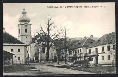 AK Ysper /N.-Ö., Ortspartie mit Kirche