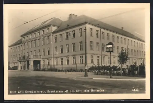 AK Wien, Dornbacherstrasse mit Krankenanstalt des Göttlichen Heilandes