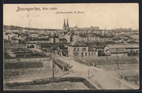 AK Wien-Baumgarten, Ortsansicht mit Jubiläumskirche St. Anna