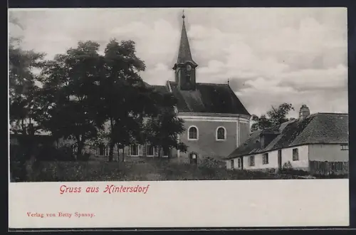 AK Hintersdorf, Ortspartie mit Kirche