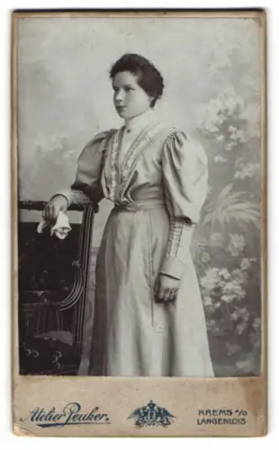 Fotografie J. E. Peuker, Krems an der Donau, Herzogstrasse 5, Frau im eleganten Kleid