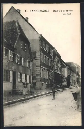 AK Danne-Marie, Rue du Marché avec maisons à colombages et passants