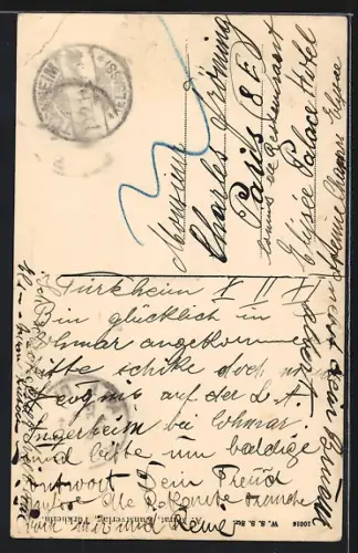 AK Türkheim, Unteres Tor mit Frau in Tracht