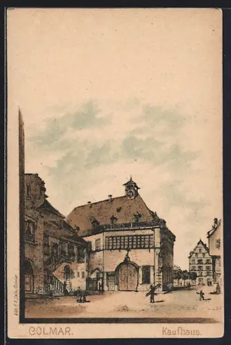 Künstler-AK Colmar, Blick auf das Kaufhaus