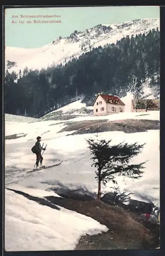 AK Schiessrotriedweiher, Skifahrer im Schnee