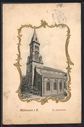 AK Mülhausen i. E., Partie an der St. Josefkirche