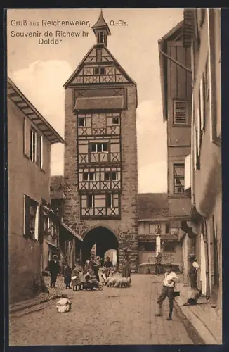 AK Reichenweier /O.-Els., Strassenpartie im Ort