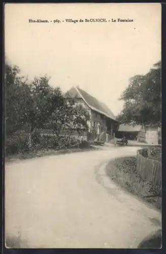 AK St-Ulrich /Hte-Alsace, La Fontaine du village