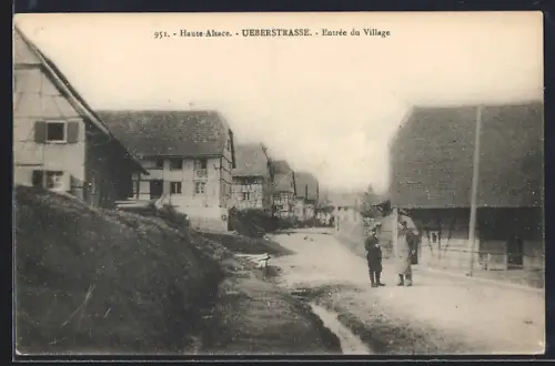 AK Ueberstrasse /Haute-Alsace, Entrée du village
