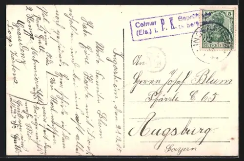 AK Ingersheim /O.-Els., Ziegelscheuergasse mit Denkmal