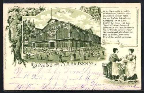 AK Mülhausen i. Els., Partie an der Markthalle