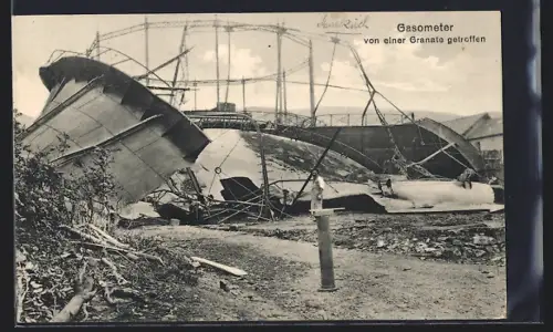 AK Markirch, Gasometer von einer Granate getroffen