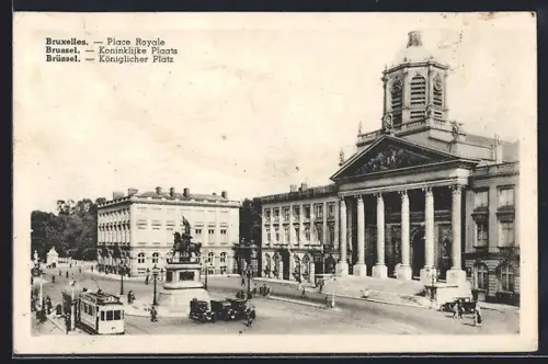 AK Brüssel, Strassenbahn auf dem Königlichen Platz