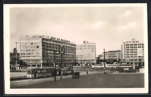 AK Berlin, Alexanderplatz mit Strassenbahn