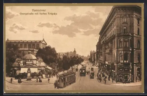 AK Hannover, Georgstrasse mit Kaffee Kröpcke