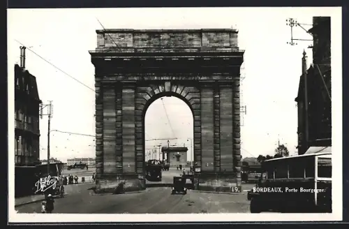 AK Bordeaux, Porte Bourgogne, Strassenbahn