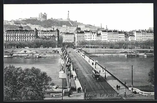 AK Lyon, Le Pont Lafayette, Strassenbahn