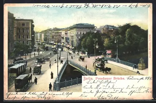AK Berlin-Tiergarten, Verkehr auf der Potsdamer Brücke