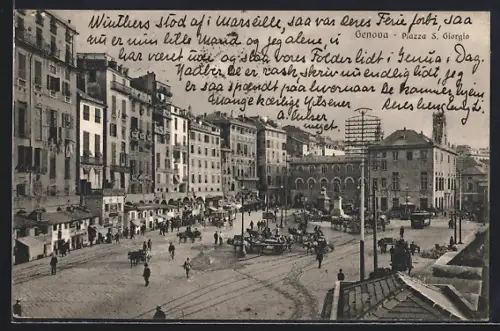 AK Genova, Piazza S. Giorgio, Strassenbahn