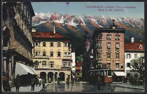 AK Innsbruck, Maria Theresienstrasse mit Strassenbahn