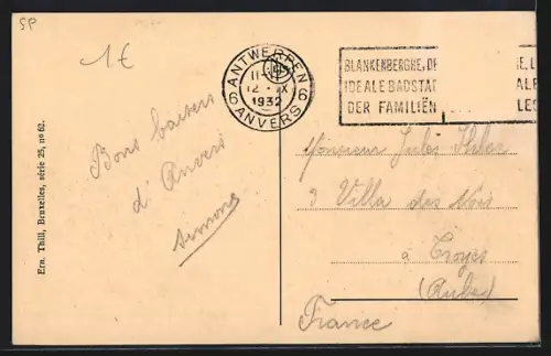 AK Anvers, Banque Nationale, Strassenbahn