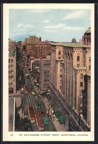 AK Montreal, St. Catherine Street West, Strassenbahn