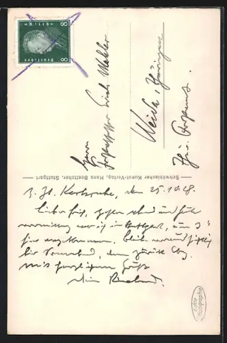 AK Stuttgart, Tagblatt Turmhaus mit Strassenbahn