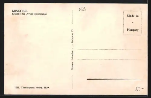 AK Miskolc, Erzsébet-ter Avasi templommal