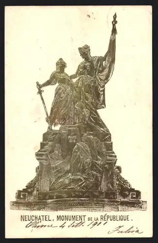 Präge-AK Neuchatel, Monument de la République