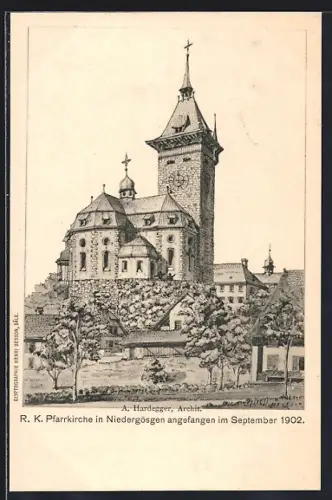 AK Niedergösgen, R. K. Pfarrkirche, Architekt A. Hardegger
