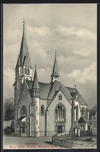 Künstler-AK Interlaken, Neue kathol. Kirche
