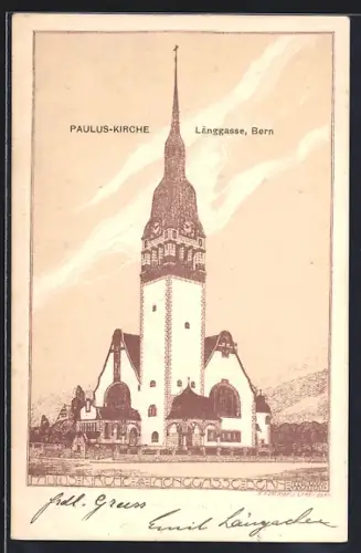Künstler-AK Bern, Paulus-Kirche in der Länggasse