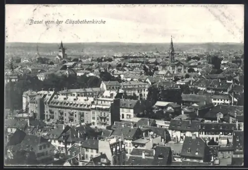 AK Basel, Teilansicht von der Elisabethenkirche aus