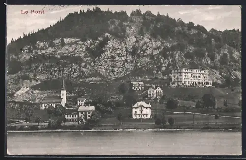 AK Le Pont, Ortspartie mit Kirche am Ufer