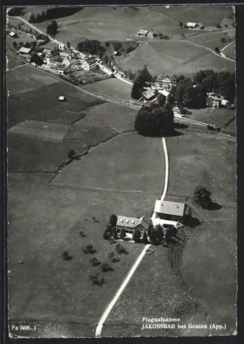 AK Jakobsbad bei Gonten, Kurhaus Jakobsbad und Frauenkloster Leiden Christi, Fliegeraufnahme