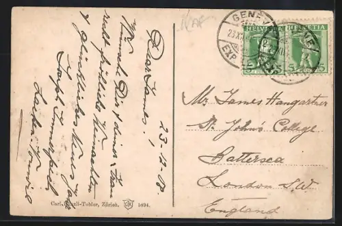 AK Zürich, Sylvesternach 1908 nach 1909