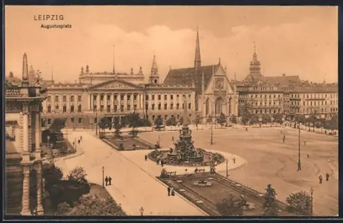 AK Leipzig, Augustusplatz aus der Vogelschau