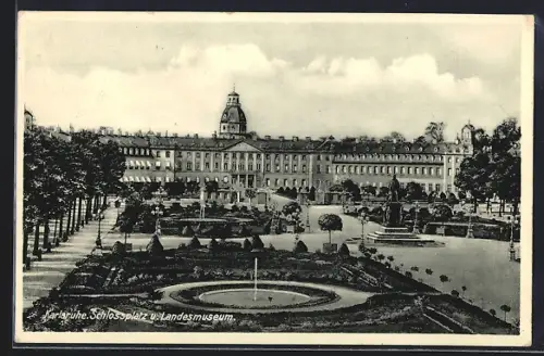 AK Karlsruhe, Schlossplatz und Landesmuseum