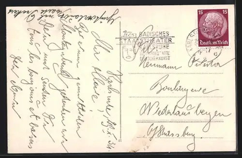 AK Karlsruhe, Blick auf Schloss