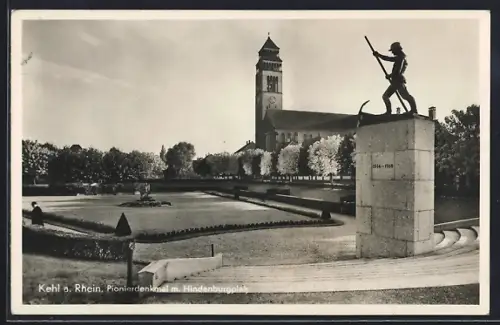 AK Kehl a. Rhein, Pionierdenkmal mit Hindenburgplatz
