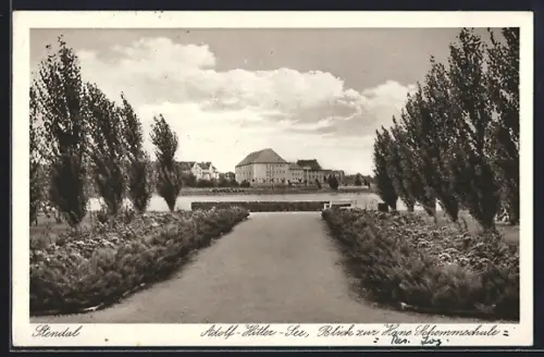 AK Stendal, See, Blick zur Hans Schemmschule