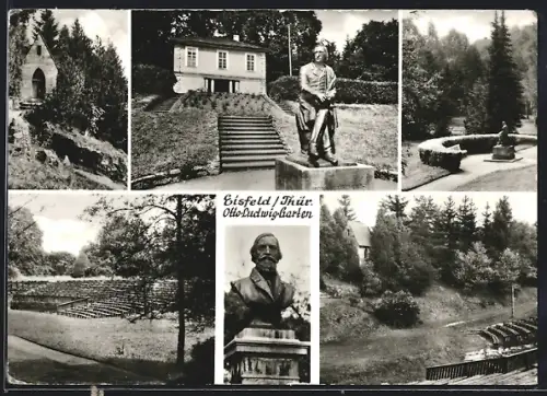 AK Eisfeld /Thür., Otto-Ludwig-Garten mit Denkmal