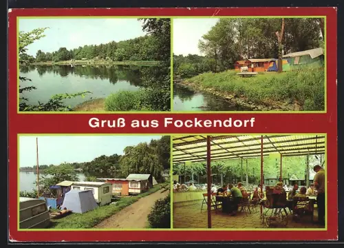 AK Fockendorf /Altenburg, Zeltplatz am Stausee, Konsum Stauseegaststätte