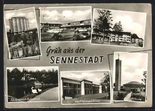 AK Sennestadt, Hochhaus, Adolf-Reichwein-Schule, Kath. Kirche
