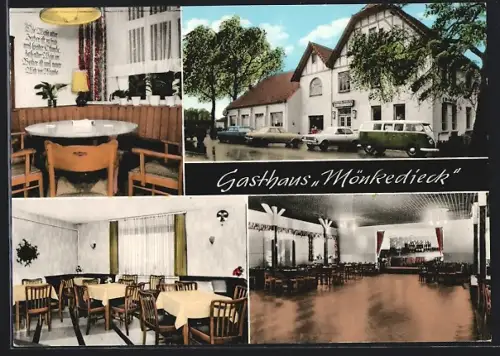 AK Sielhorst /Rahden, Gasthaus Mönkedieck, Saal, Clubzimmer, Aussenansicht