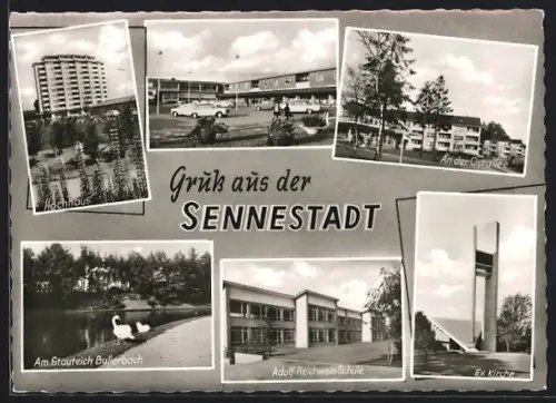 AK Sennestadt, Hochhaus, Adolf-Reichwein-Schule, Ev. Kirche