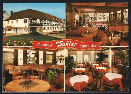 AK Ramsthal, Gasthof Wahler, Innenansichten, Gaststube, Speisesaal