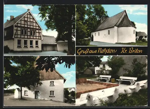 AK Nehden /Brilon, Kirche, Fachwerkhaus