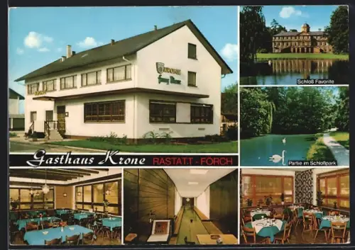 AK Rastatt-Förch, Hotel Restaurant Krone, Partie im Schlosspark